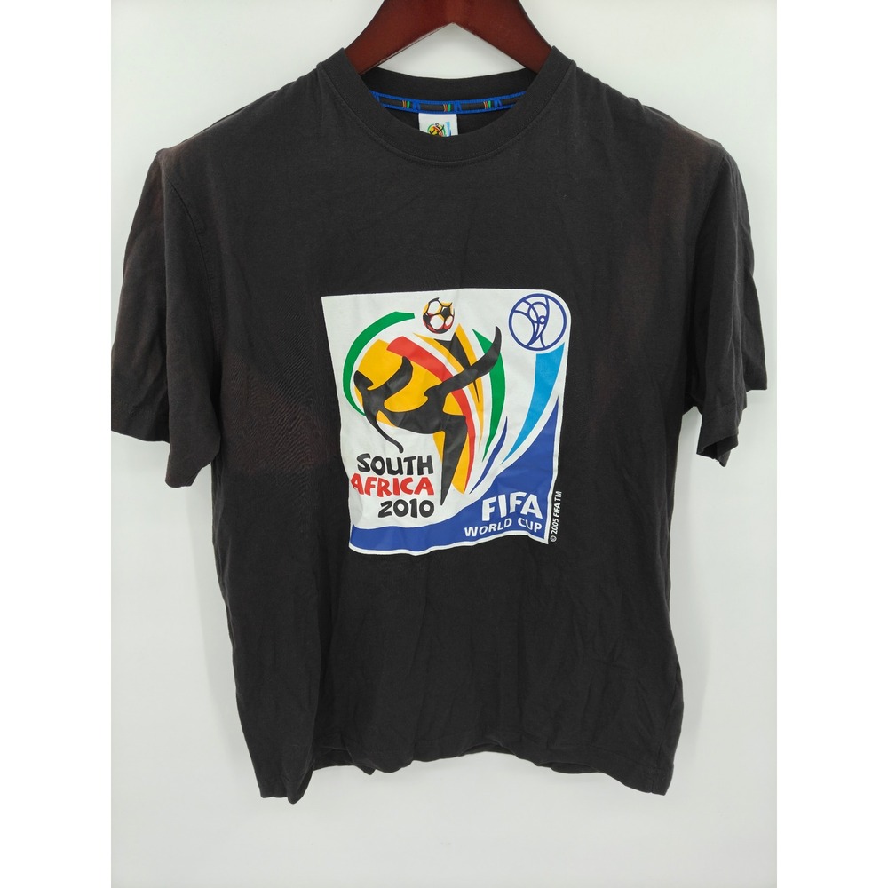 FIFA World Cup 2010 South Africa Black Graphic T-Shirt Mens Medium GB0250